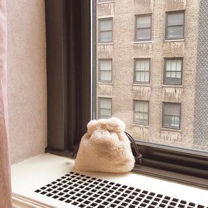 FLUFFY PURSE WITH CROSSBODY STRAP